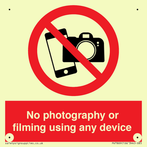 No photography or filming using any device